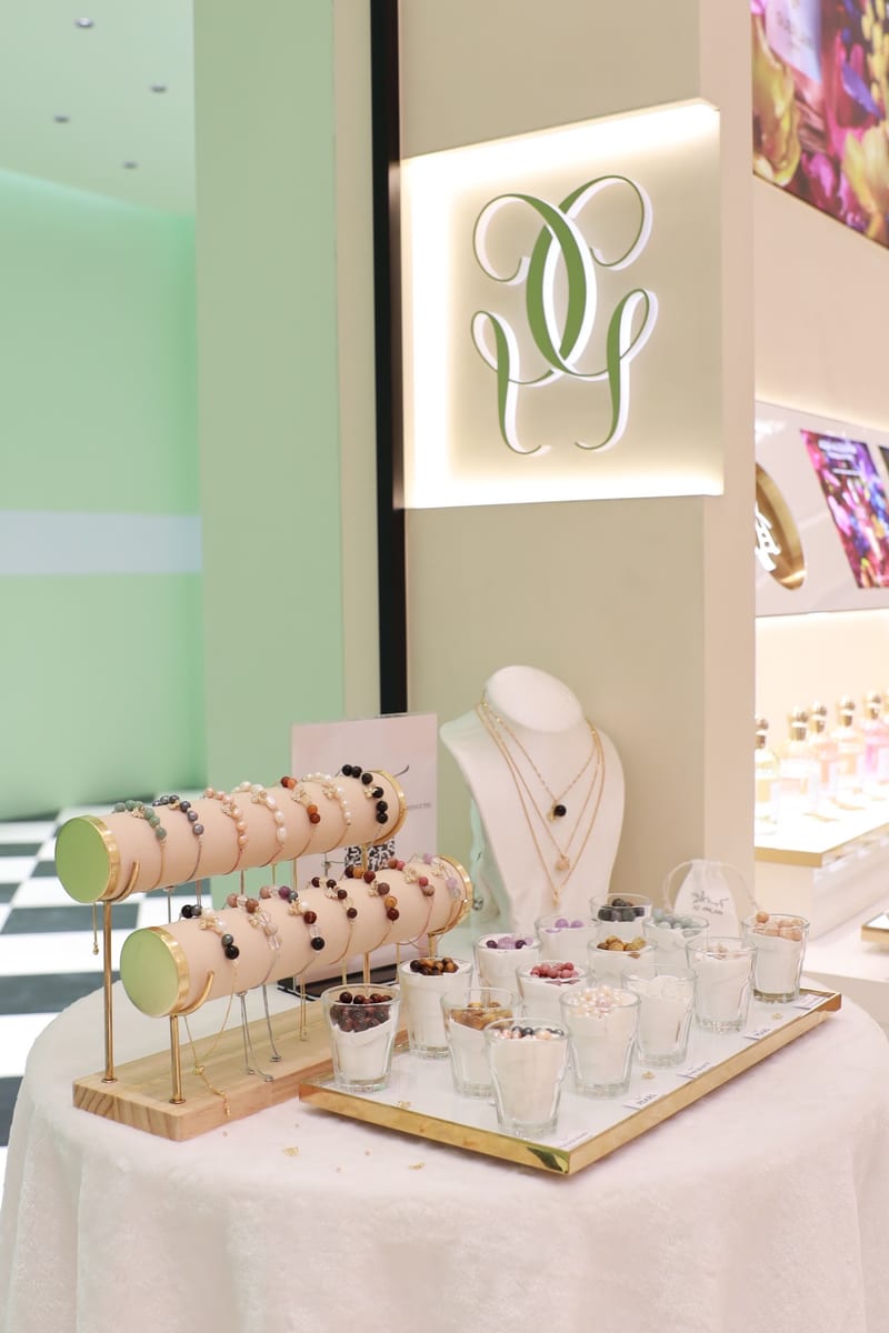 Workshop at Guerlain — crystal bracelet making session
